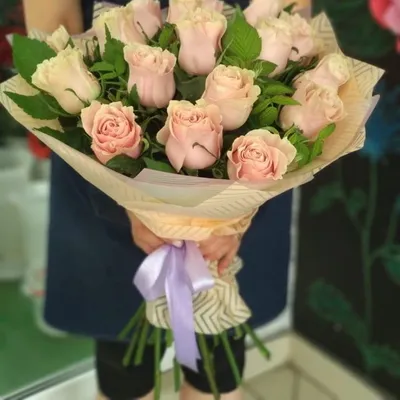 Букет из 17 розовых роз "Пинк Мондиаль" 60 см