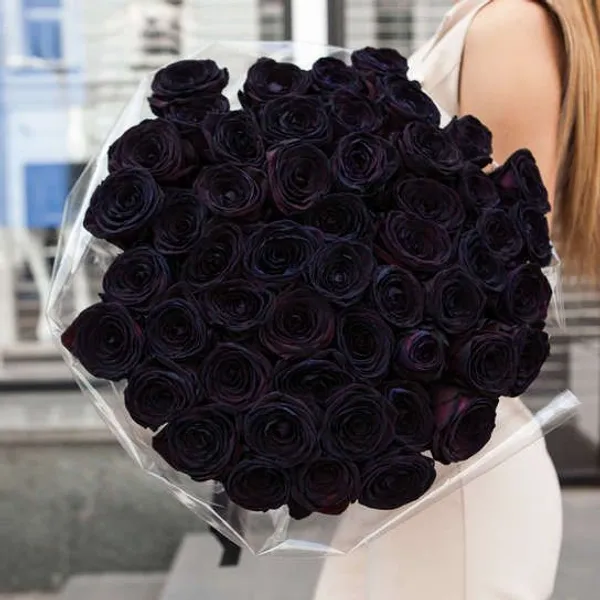 Букет из 51 черной розы 60 см
