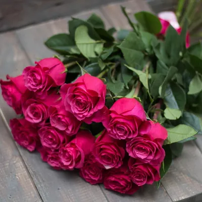 Букет из 15 розовых роз "Готча"  60 см