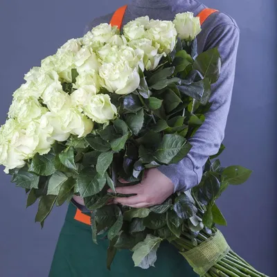 Букет из 101 белой розы 70 см