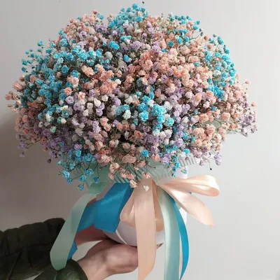 Коробочка с цветной гипсофилой