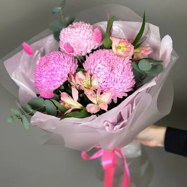 Букет из хризантем "Розовый фламинго"