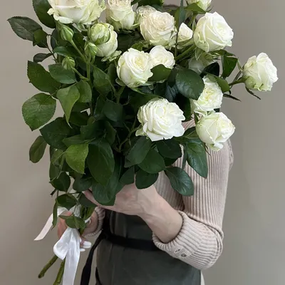 Букет из кустовой белой розы премиум XS