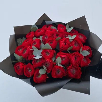 Букет из 31 красного ранункулюса