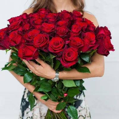 Букет из 51 красной розы "Эксплорер" 60 см