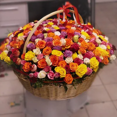 Корзина с 301 Кенийской розой микс
